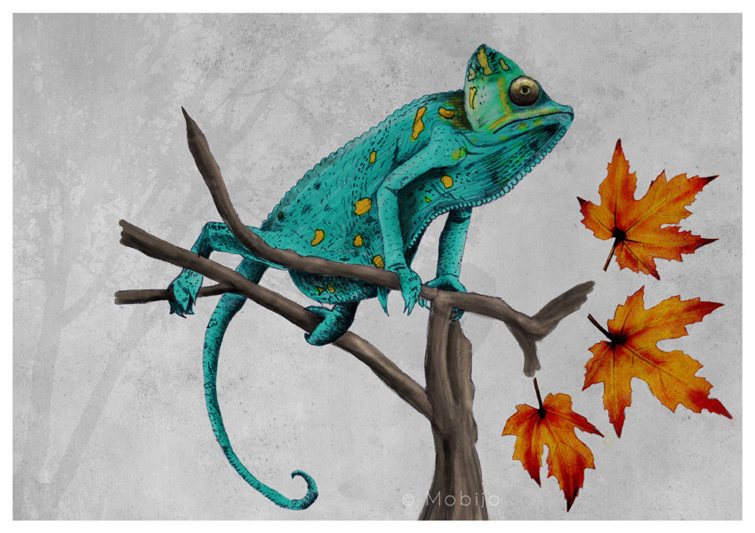 849x600 Drawn Cameleon Watercolor