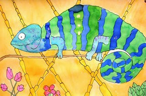 588x386 Watercolor Chameleon Art Lesson Deep Space Sparkle