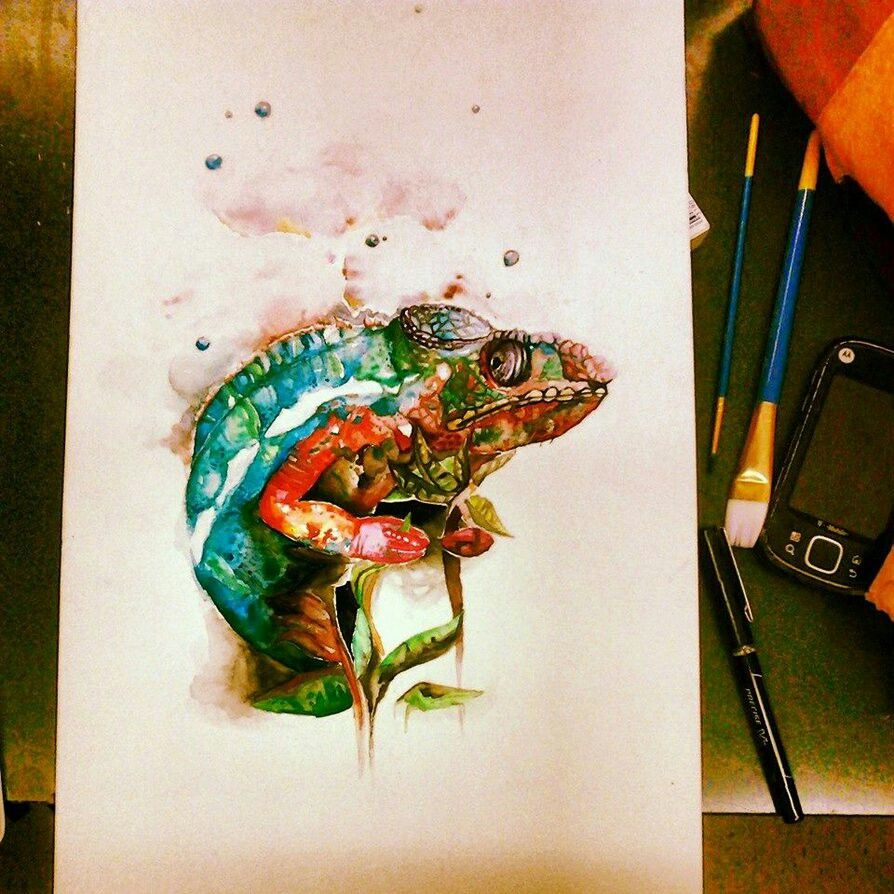 894x894 Watercolor Chameleon Watercolor Tattoo Ideas In 2018