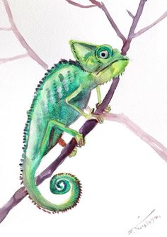 236x334 Chameleon Watercolor Painting Giclee Print Fine Art Watercolor 10