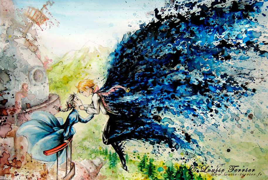 915x614 Studio Ghibli Characters Redrawn In Watercolor Paintings