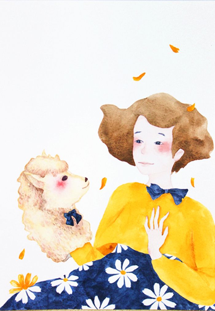 700x1011 Wonderful Combination Of Watercolor Characters And Water Flowers