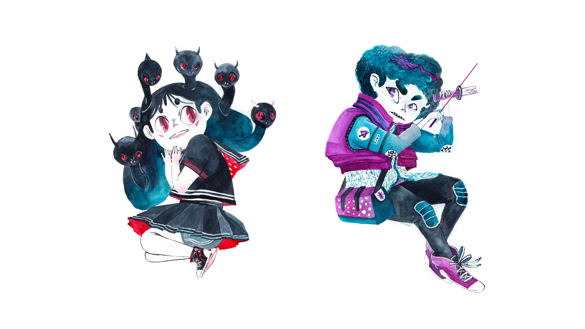 1920x1080 Watercolor Characters