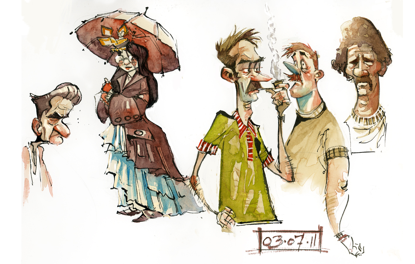 1413x900 David Hohn Illustration Character Sketches