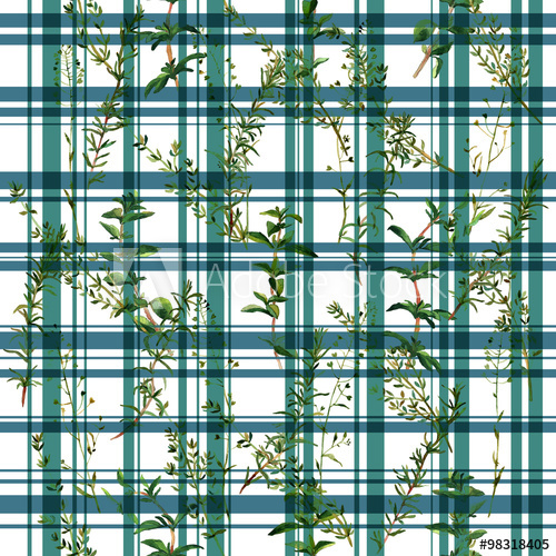 500x500 Scattered Herbs. Hand Made Seamless Watercolor Floral Pattern With