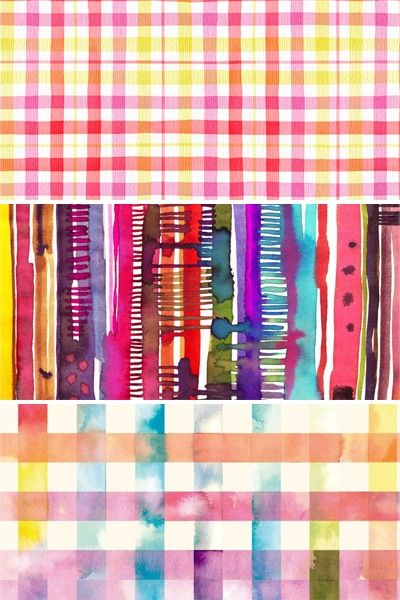 400x600 Water Color Checks And Stripes. Prints And Patterns