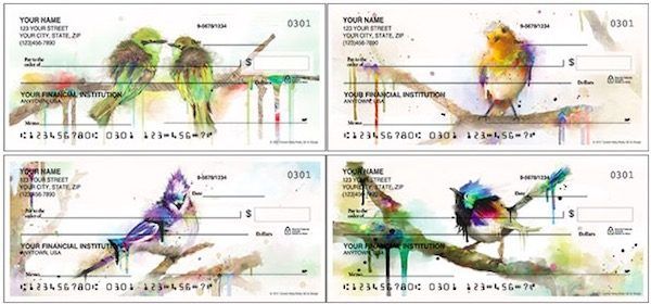 600x280 Watercolor Birds Checks Checks Bird And Check