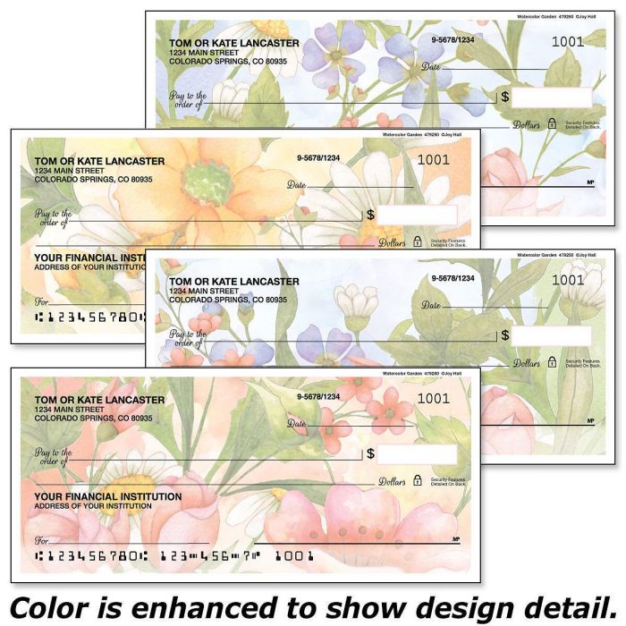 700x700 Watercolor Garden Personal Checks Colorful Images