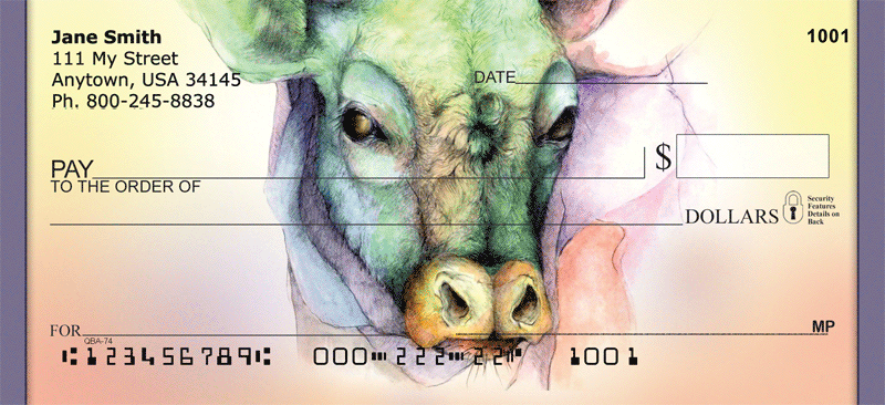 800x366 Farm Animals In Watercolor Personal Checks