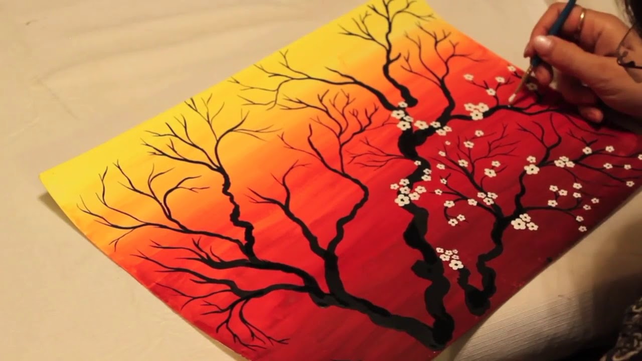 1280x720 Watercolor Cherry Blossoms Painting Tutorial