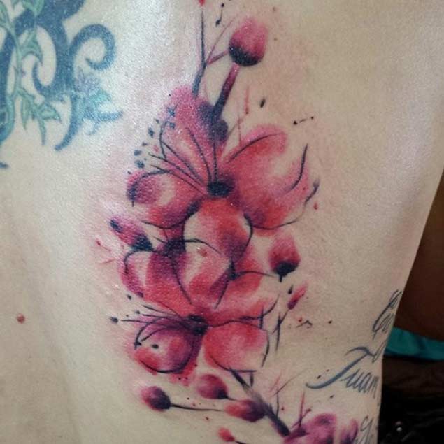 635x635 Watercolor Cherry Blossom Tattoo