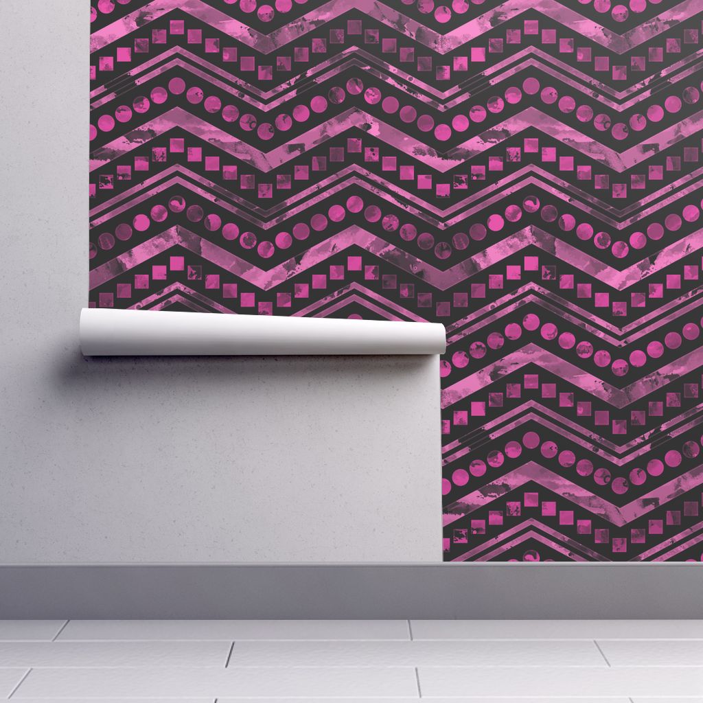 1024x1024 Watercolor Chevron Mix Black Pink On Isobar By Wickedrefined