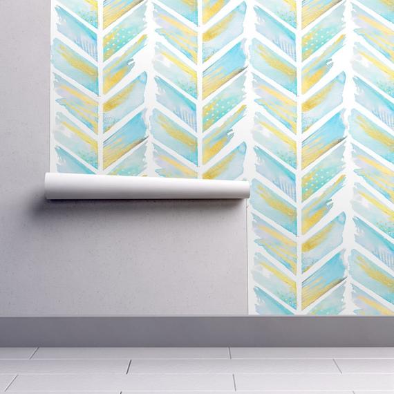 570x570 Arrow Wallpaper Watercolor Feather Chevron Large By Emily Etsy