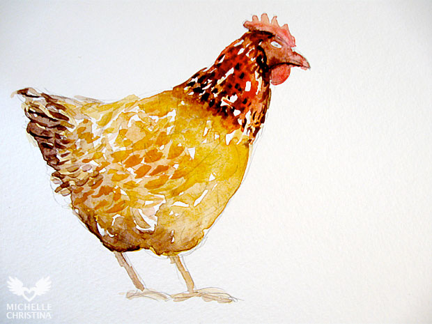 620x465 The Hen Watercolor Sketch Amp Process Shots Michelle Christina