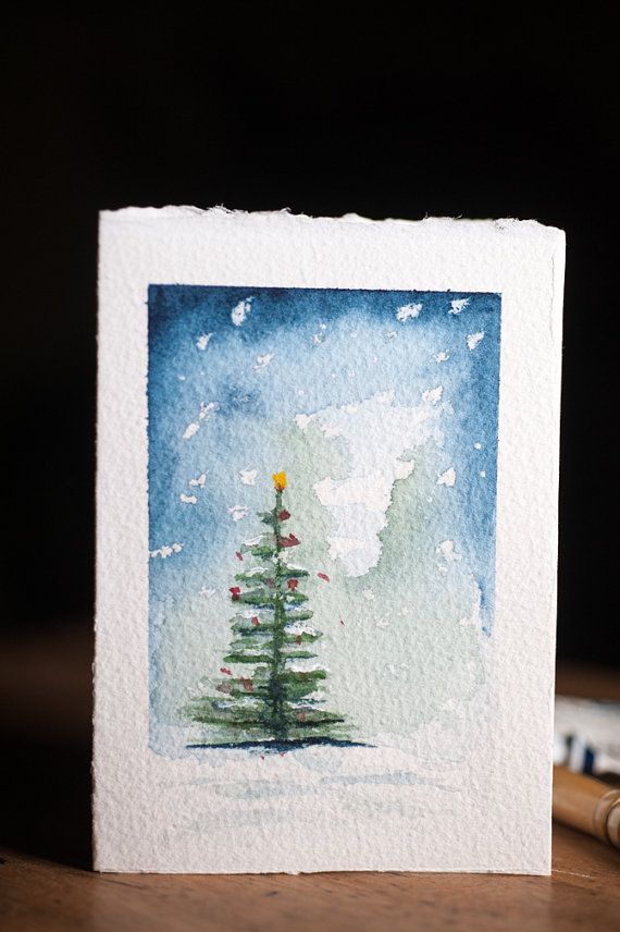 570x856 Watercolor Christmas Cards, Set Of 3, Each One Hand Painted