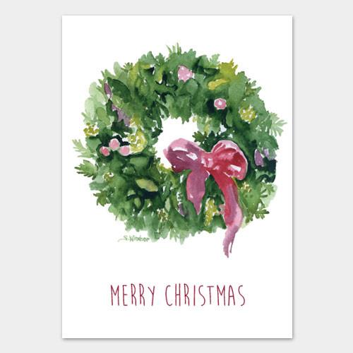 500x500 Watercolor Christmas Wreath Christmas Cards Set Susan Windsor