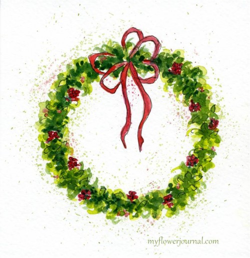 500x515 How To Paint A Watercolor Christmas Wreath