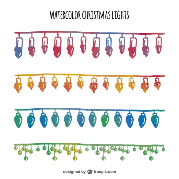 626x626 Pack Of Watercolor Christmas Lights Vector Free Download