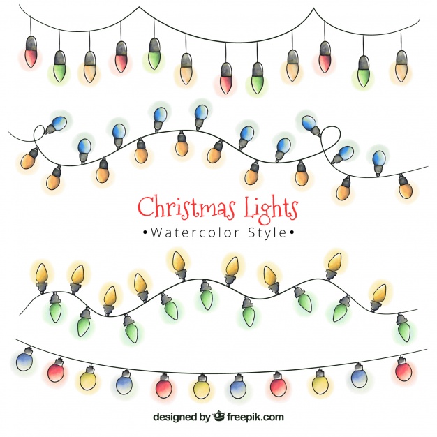 626x626 Set Of Watercolor Christmas Lights Garlands Vector Free Download