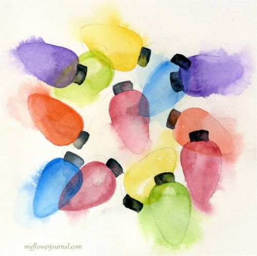 500x498 Watercolor Christmas Lights That Glow Watercolor Christmas
