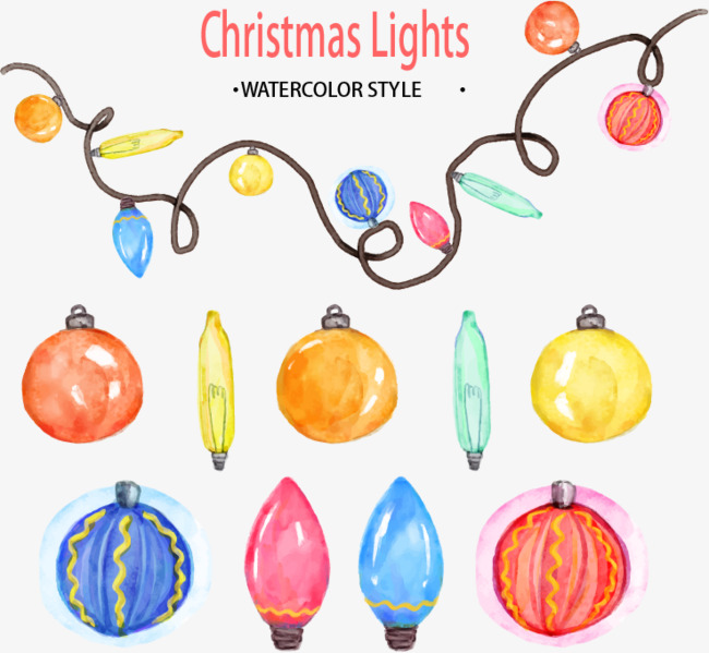 650x599 Watercolor Holiday Lights, Watercolor Vector, Holiday Lights