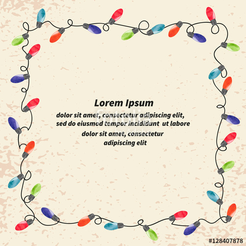 500x500 Christmas Lights Vintage Frame For Your Design. Vector Celebration