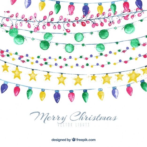626x626 Colourful Watercolour Christmas Lights Vector Free Download