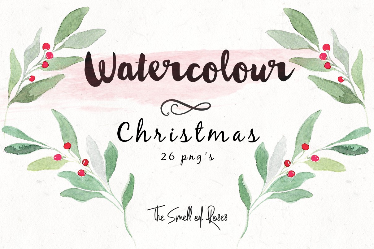 1208x804 Free Christmas Watercolour Flowers And Wreaths