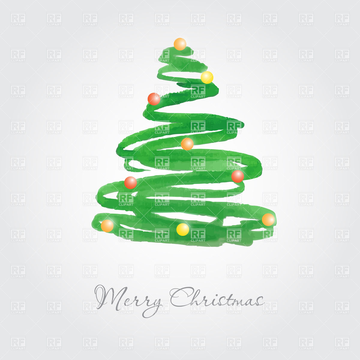 1200x1200 Stylized Watercolor Christmas Tree With Balls Vector Image