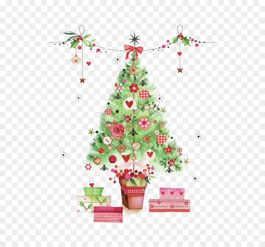 900x840 Christmas Tree Watercolor Painting Designer
