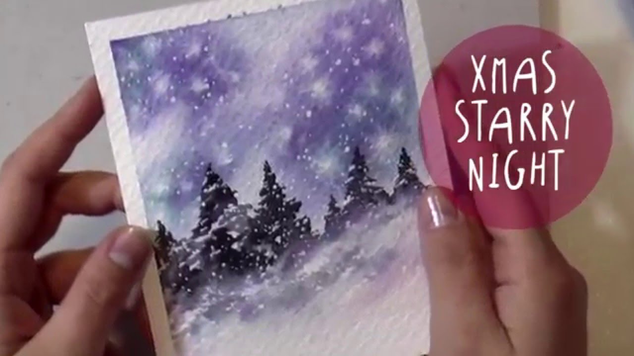 1280x720 Watercolor Tutorial How To Paint A Christmas Night Landscape