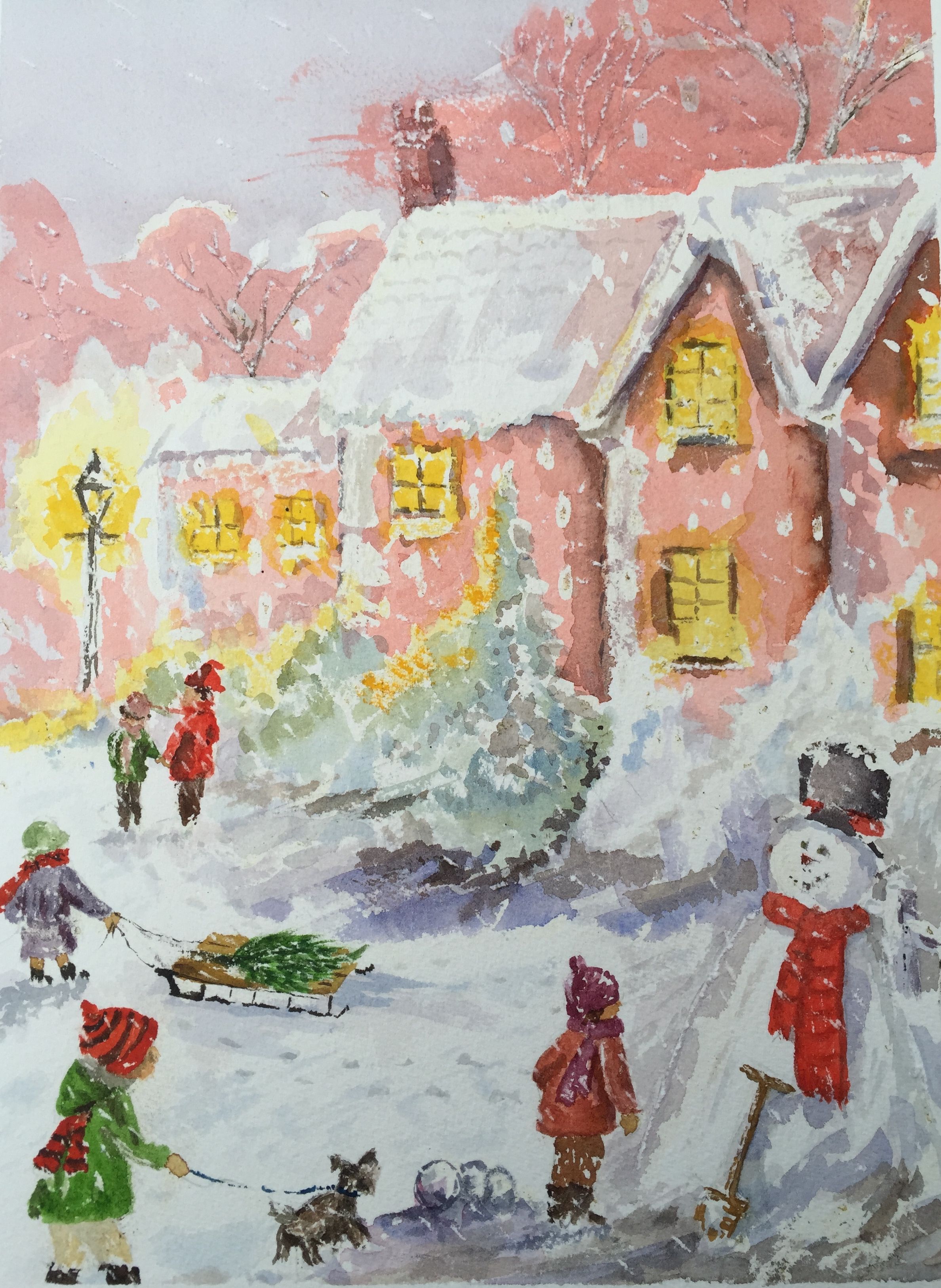 2376x3253 Watercolour Christmas Scene