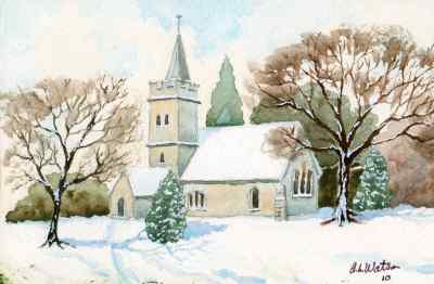 400x262 Church Scene Xmas Card