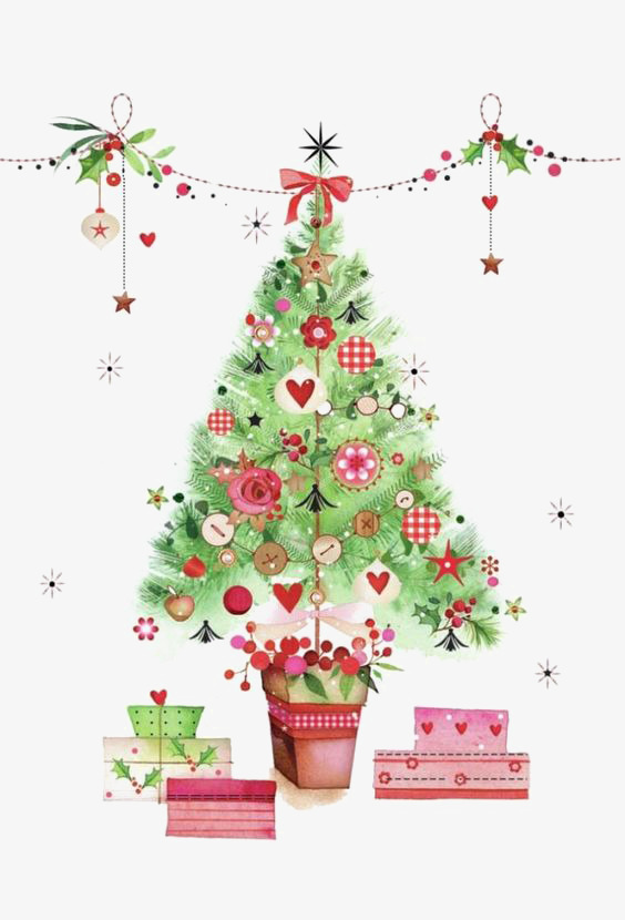 564x830 Watercolor Christmas Tree, Tree Clipart, Christmas Trees, Bell Png