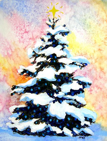 417x550 How To Paint Christmas Cards Christmas Tree Watercolor