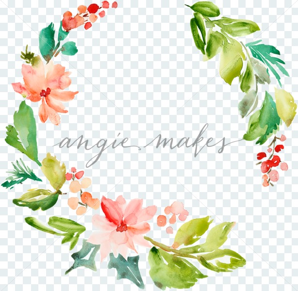 614x600 Cute Watercolor Christmas Wreath