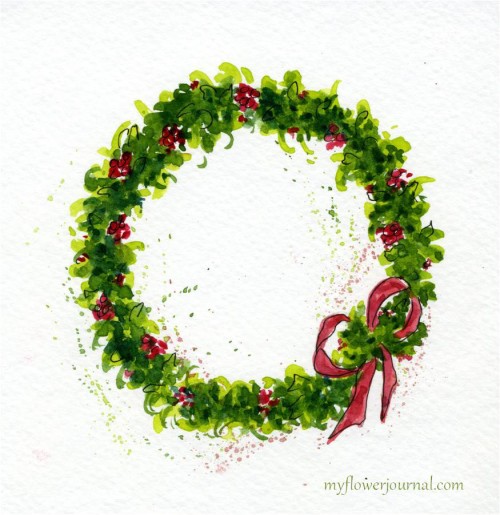 500x515 How To Paint A Watercolor Christmas Wreath