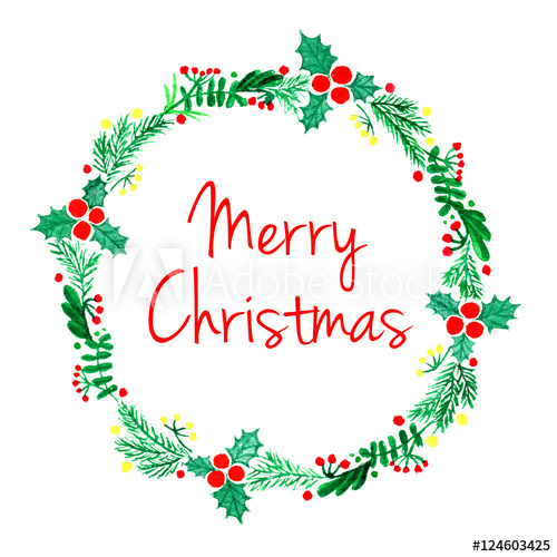 500x500 Round Watercolor Christmas Wreath