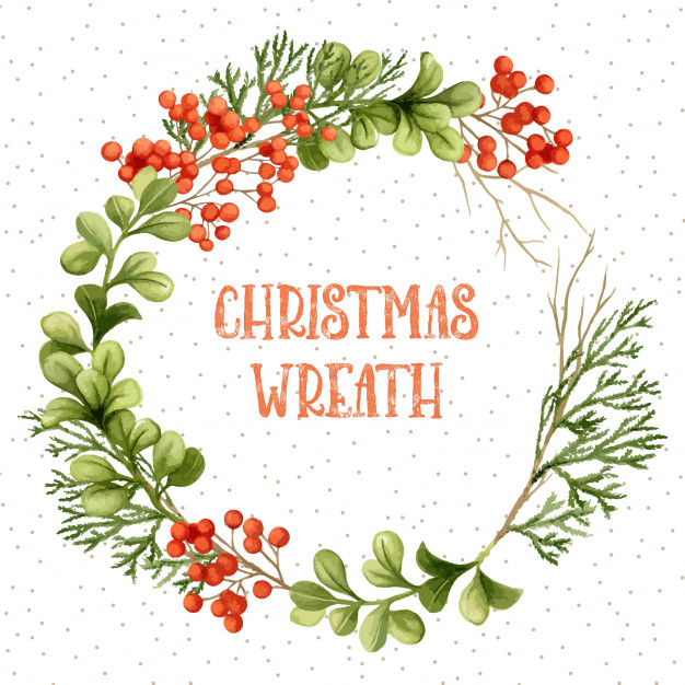 626x626 Watercolor Christmas Wreath Vector Premium Download