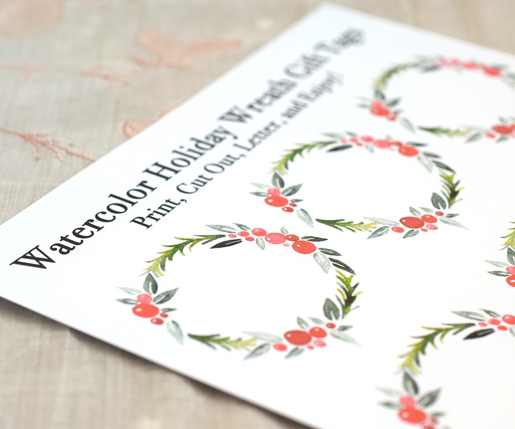 1013x843 Watercolor Holiday Wreath Tutorial + Free Printable The