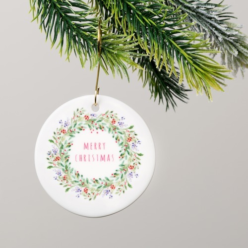 500x500 Watercolor Merry Christmas Wreath Ornament The Catholic Company