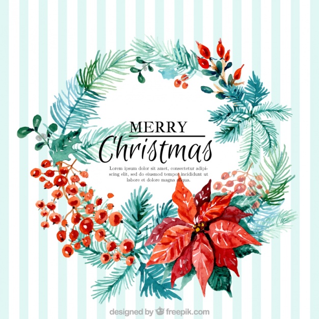 626x626 Watercolor Christmas Wreath Background Vector Free Download