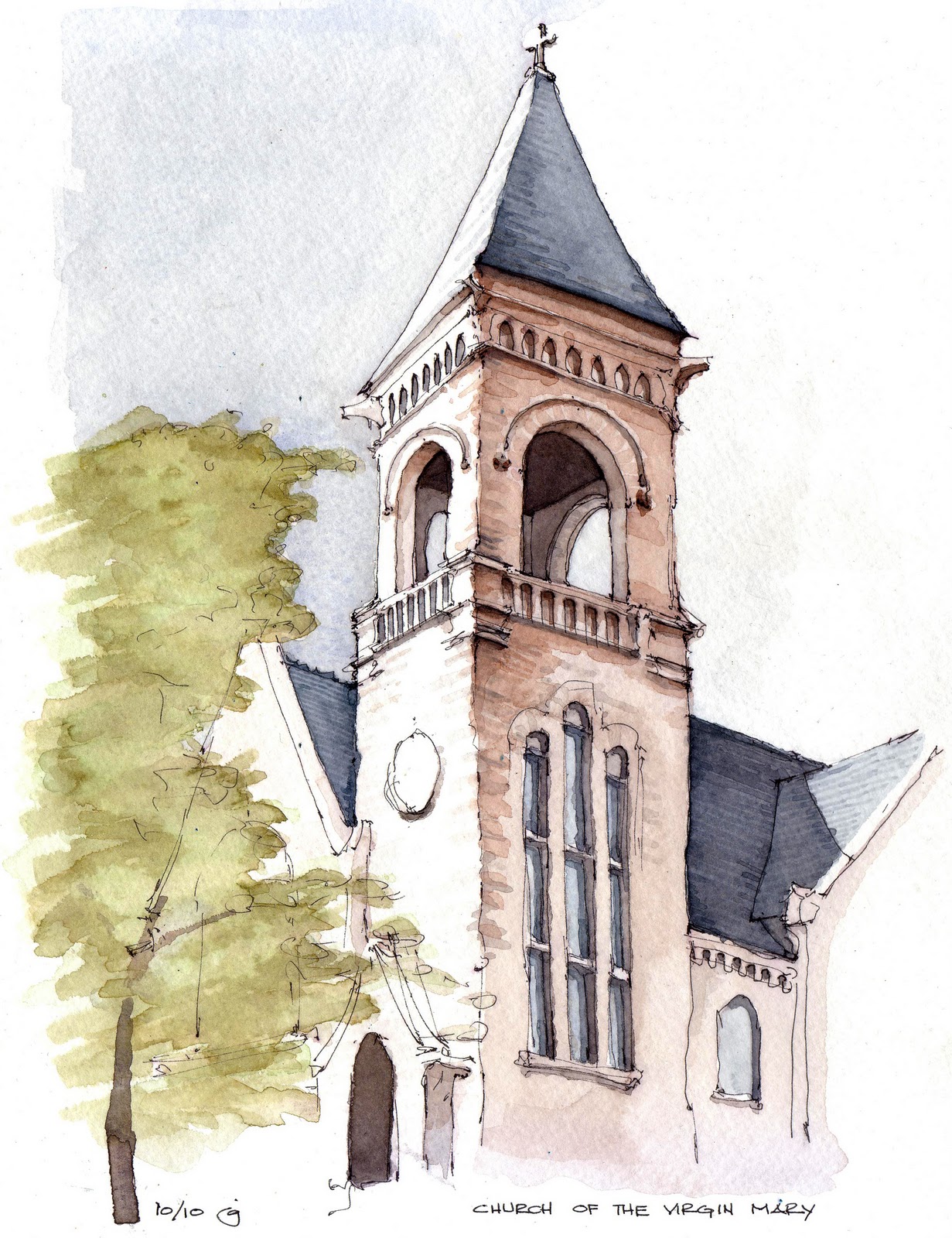 1231x1600 Park Slope Sketch Church Of The Virgin Mary