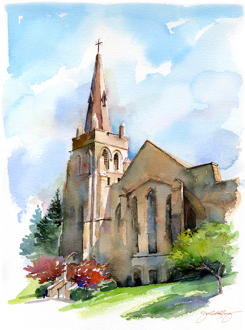 849x1140 Christ Community Church, Kcmo Watercolor 11 X 17 Commission