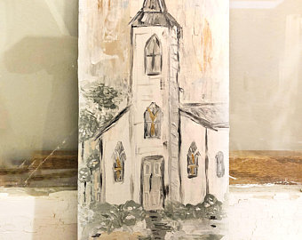 340x270 Church Painting Etsy