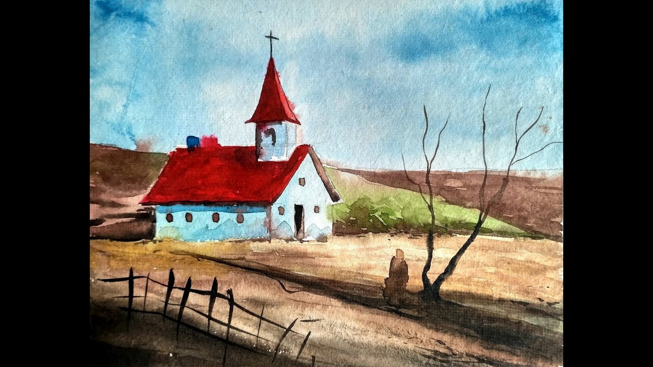 1280x720 Draw And Paint A Church In Watercolor Paint With David