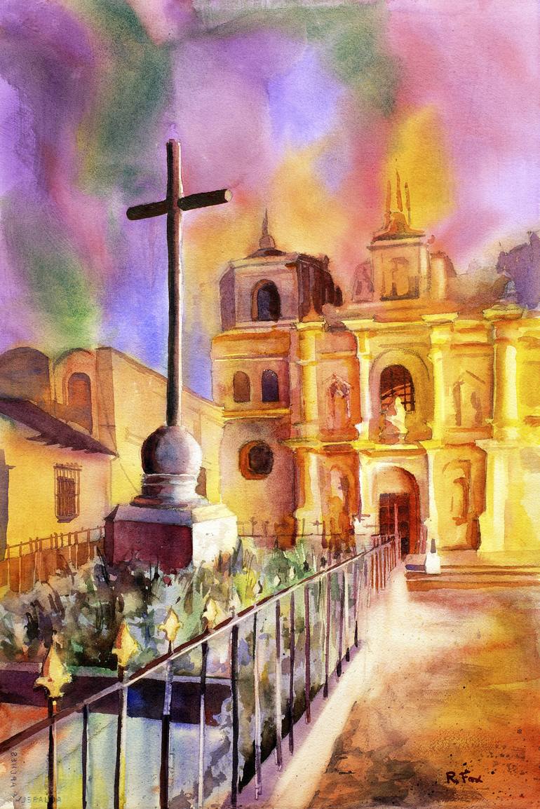 770x1154 Fine Art Watercolor Painting Of Iglesia De La Merced In The Unesco