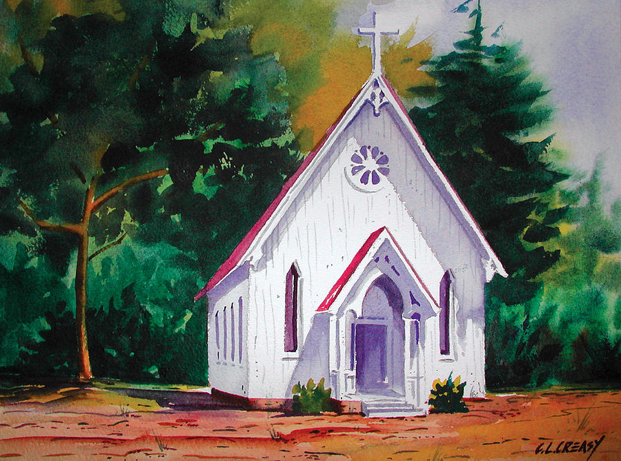 900x669 Little Country Church Painting By Chuck Creasy