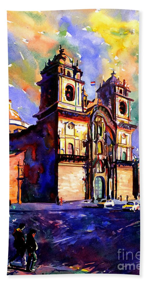 500x967 Watercolor Painting Of Church On The Plaza De Armas Cusco Peru