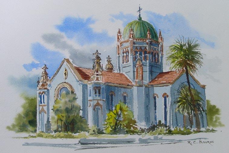 757x505 Watercolor Painting Of Flagler Memorial Presbyterian Church